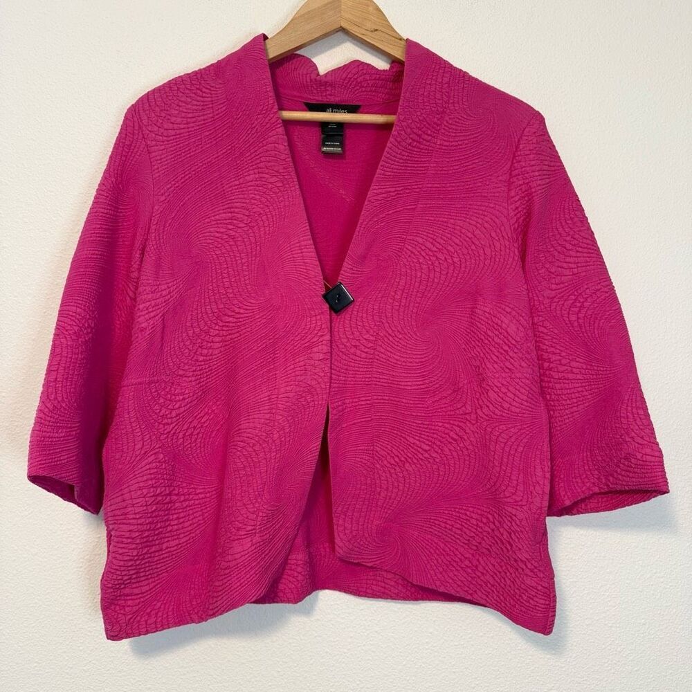 Ali Miles Pink Crinkle Blazer Jacket Size Petite Small